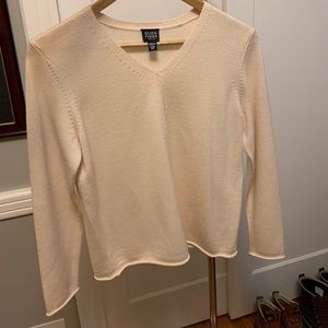 White V-neck Sweater